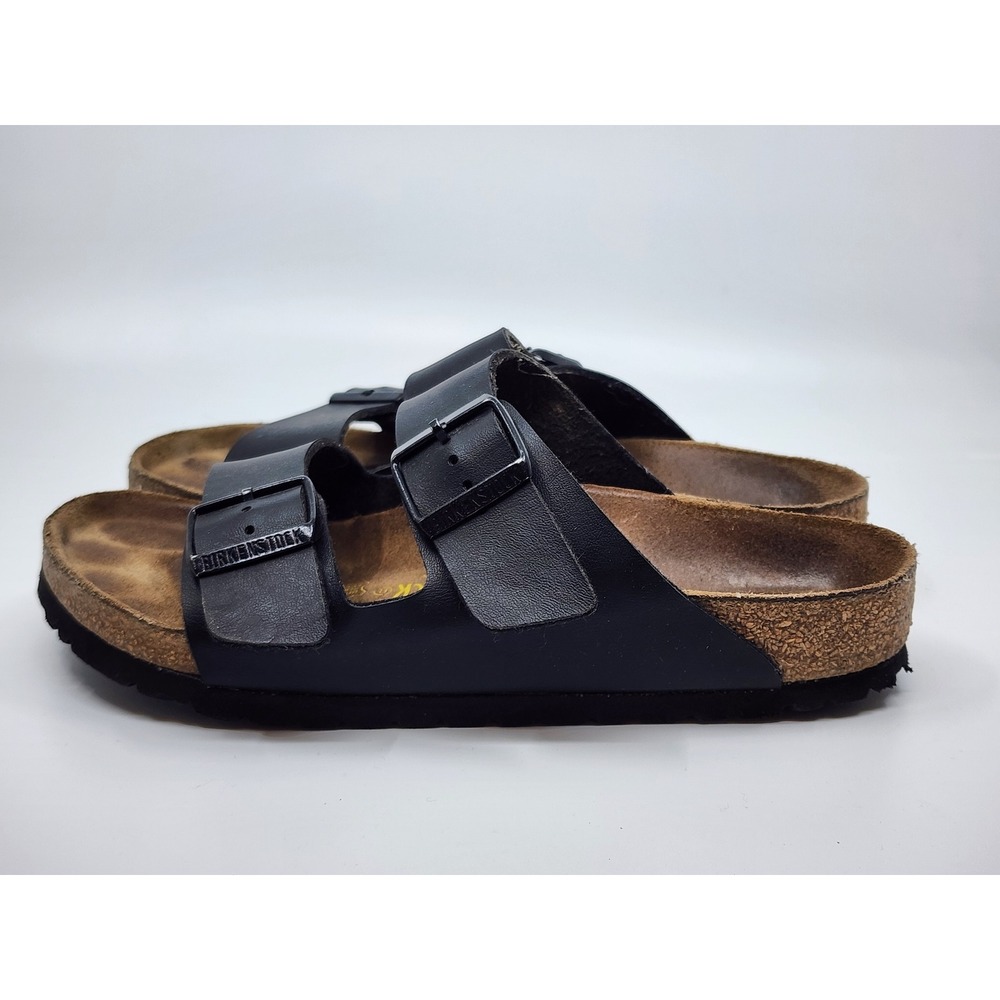 Birkenstock Arizona Black Birko-Flor Two Strap Slide Sandals Womens 38 L7 M5